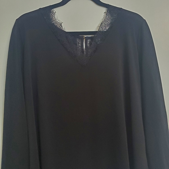 NWT Long-Sleeve Lace Trim Blouse - Picture 5 of 7